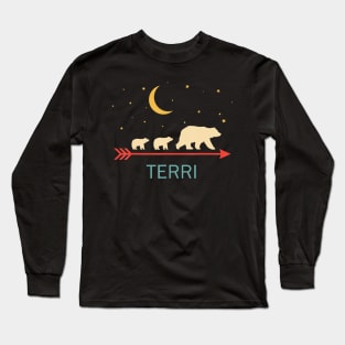 Terri Name Gift Personalized Mama Bear With 2 Cubs Long Sleeve T-Shirt